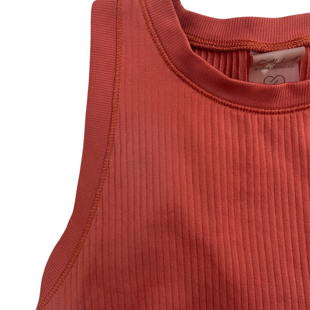 Rust Sleeveless Ribbed Top - Picture 2 of 2